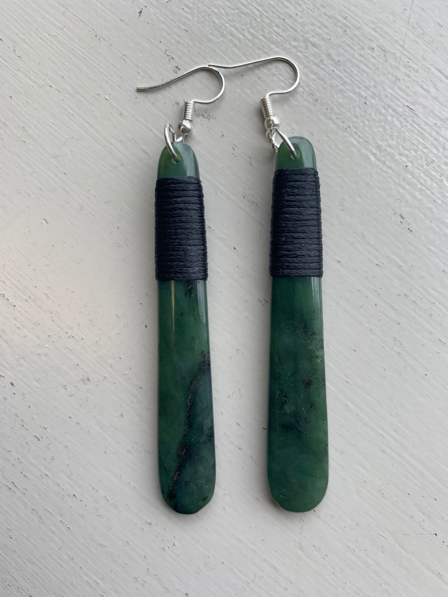 Greenstone Drop Earring 70mm - With binding