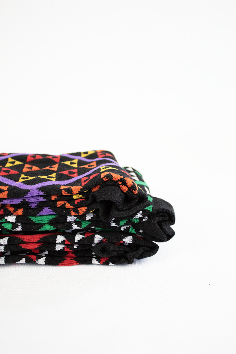 Unisex Socks - Pātiki Design Green/White/Black