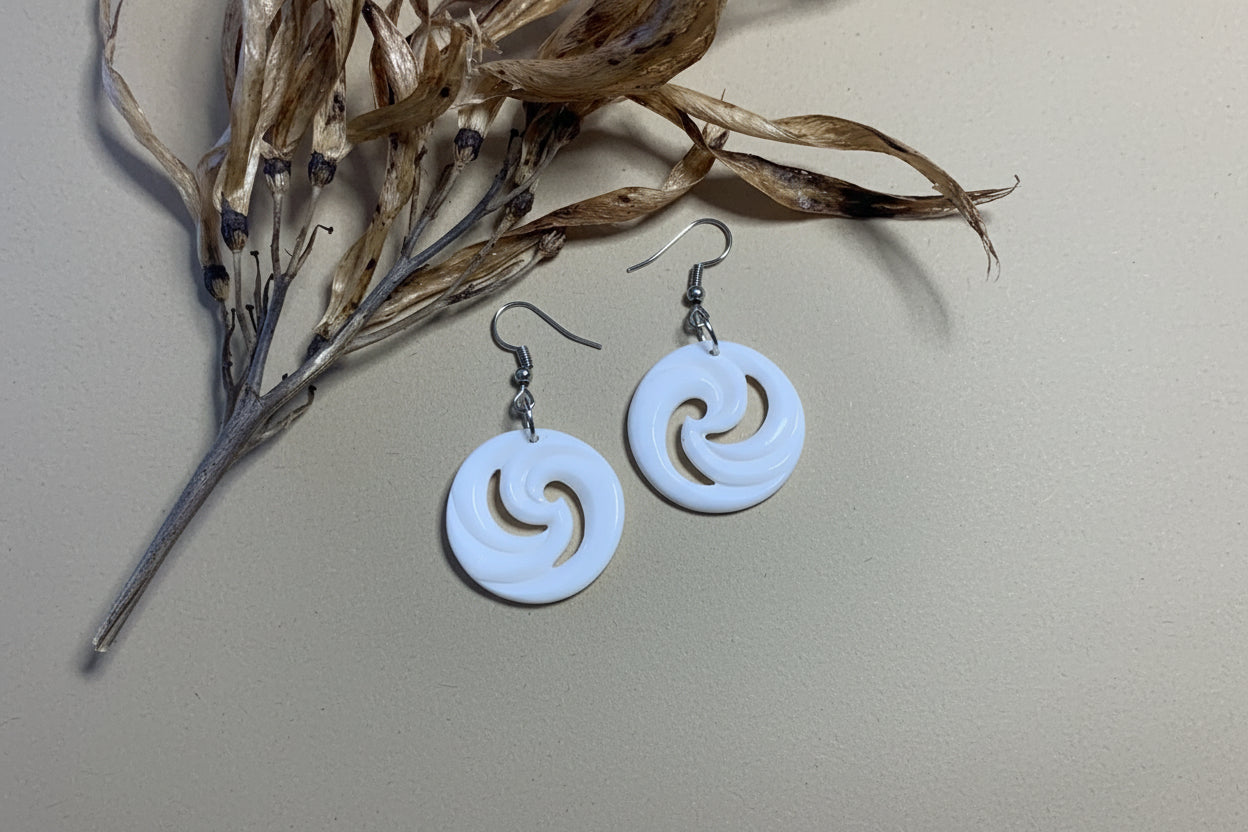 Bone Earrings - Closed Koru