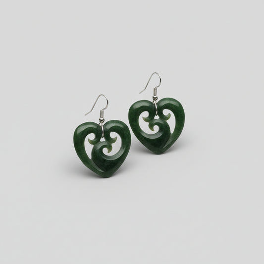 Heart Earrings with Koru