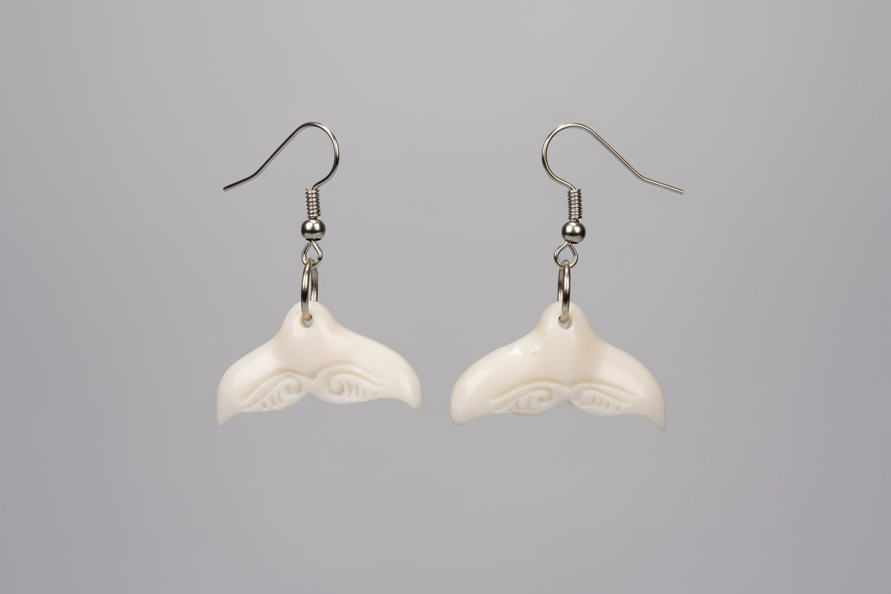 Bone earrings - Whale