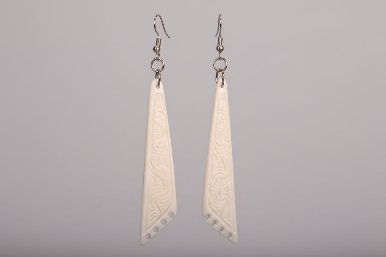 Bone Earrings - Notched