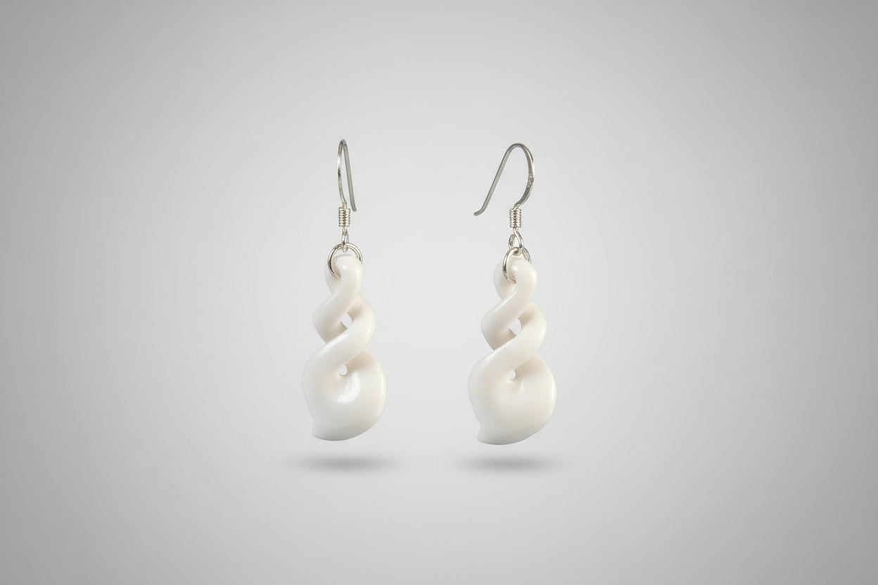 Pikorua Bone Earrings - Double