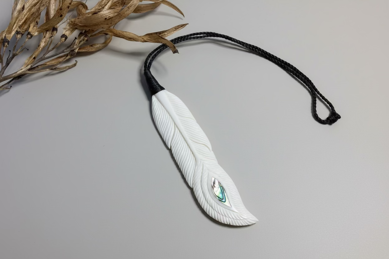 Bone feather necklace
