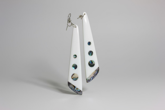 Bone Earrings with Paua inlay - Long